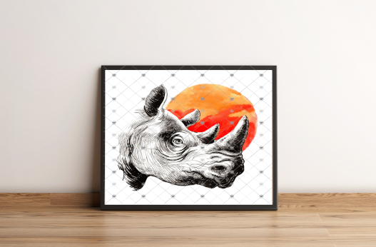 Rhino A4 Print, Rhino Custom Print, Personalised Wall Art - Click Image to Close